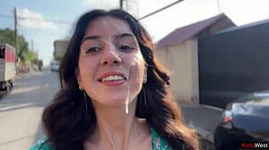 Country Slut Kneels Sucking Three Cocks Before Massive Facial Cumwalk Down Street