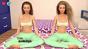 blonde flatmates' huge tits yoga leads to monster cock femdom