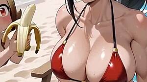 momo yaoyorozu in bikini begs for cream on her muscular pregnant body