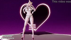 Akali Watches Ahri's Hot Lingerie Erotic Dance Big Tits Blonde Costume League of Legends 3D Hentai Uncensored