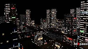 Chieko rides cowgirl deepthroats blows assfucks doggystyle in neon Tokyo capsule hotel with shaved Japanese pussy