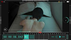 Chieko rides cowgirl deepthroats blows assfucks doggystyle in neon Tokyo capsule hotel with shaved Japanese pussy