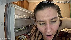 husband pranks wife kitchen homemade fuck by neighbor big cock