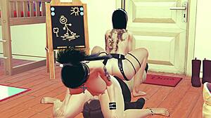 Mature Goth Lesbian Trio BDSM Action