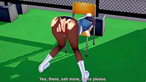 chun li's big ass gets creampied after wet pussy licking handjob fight in college leggings