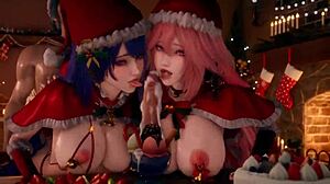 wanna see genshin girls in a christmas threesome creampie kiss fest?