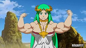Palutena Flexes Muscles Bouncing Cute Small Tits