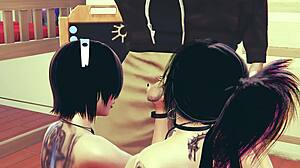 Mature Goth Lesbian Trio BDSM Action