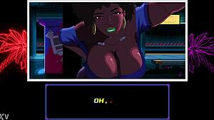 ms nightingale's huge natural tits bounce as black cyberpunk ebony curvy babe rides