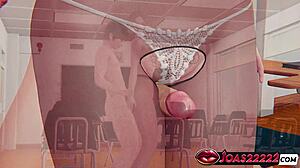 big tits college girl stacy teases with thighjob in pantyhose before intense bouncing on dick and anal creampie