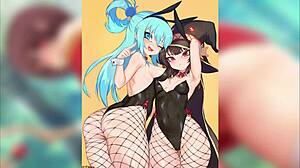 Can aqua resist megumin's big ass tits hentai compilation urge?