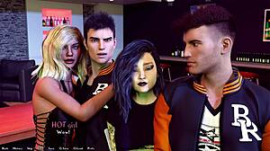 Hot Latina College Bathroom Handjob Blowjob Cumshot on Big Tits