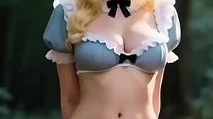 Ai blond curvy girl spreads big pussy for intense outfit sex session