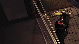 Rough creampie action explodes in dark alleyway game animation