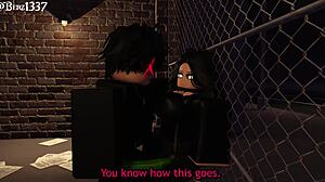 Rough creampie action explodes in dark alleyway game animation