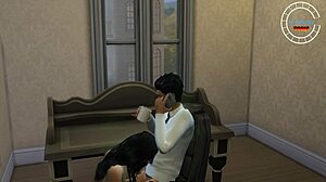 private tutor babe rides big cock cowgirl creampie with huge tits bouncing assfucking finish