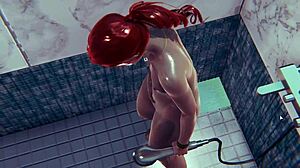 Hey look at this redhead steaming up the shower in 3d anime game