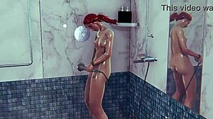 Hey look at this redhead steaming up the shower in 3d anime game