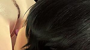 blonde holly slips into bunny cosplay for a steamy 3d hentai scene standing over pink dildo teasing her desk with pussy licks moans and intense fingering till she squirts