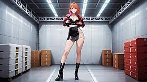 I love that curvy orange-haired babe in latex warehouse fun