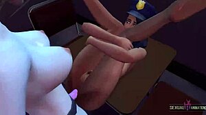 hey, ever wonder what happens when lesbian cops finger and lick big tits in the office?