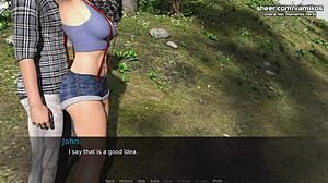 Adorable Blonde Teen Girlfriend's Outdoor Fuck Shares Big Ass Tits Creampie Gameplay Bliss