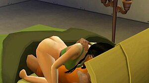 Trienne gags on double cocks from bed in hentai blowjob frenzy