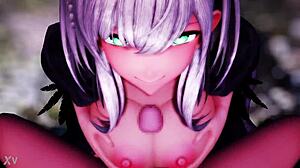 Shirogane Noel Big Tits Titty Fuck Cum Facial 3D Anime Hentai MMD Action
