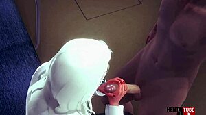 Sexy milf gives handjob then gets fucked hard on crowded subway in uncensored anime