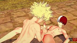 😍 bakugo gives todoroki handjob blowjob in my hero academia yaoi uncensored gay anime!