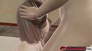 Asian Anime Pantyhose Girl Teases Big Dick Handjob Squat Blowjob Cumshot