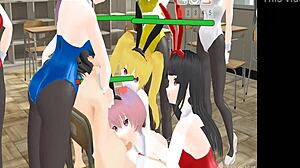 Masochistic Male Tied Up Bullied in 3D Classroom Femdom Kissing Masturbation Asian Bunny Hentai Game