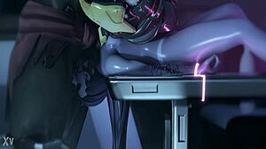 Overwatch widowmaker slams intense 3d deepthroat femdom bdsm
