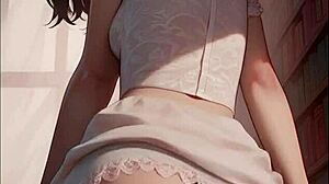 perfect college miniskirt ass strips in gushing ai animation tease