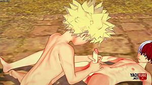 😍 bakugo gives todoroki handjob blowjob in my hero academia yaoi uncensored gay anime!