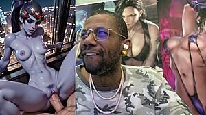 widowmaker fucks nerdy nun cowgirl while dva toes get sucked ai style