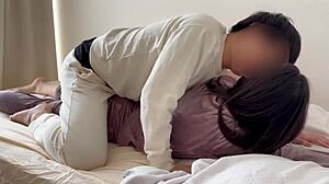 lazy morning hangs with japanese amateur couple turn into pronebone creampie sex before leaving