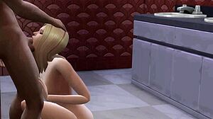 hey cute nerd's stuck watching her bestie get railed in sims bathroom...