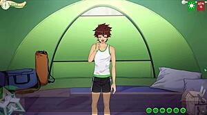 Taiga jerks off behind tree in game camp path 2 part 11