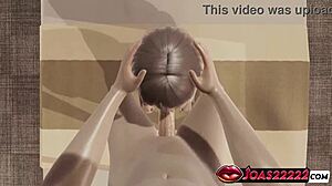 Asian Anime Pantyhose Girl Teases Big Dick Handjob Squat Blowjob Cumshot