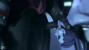Overwatch widowmaker slams intense 3d deepthroat femdom bdsm