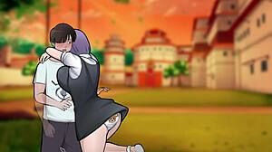 Konoha big tits milf teacher sneaks blowjob on students cock parody