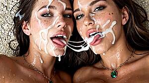 imagine all that thick cum dripping down beautiful women's faces after femdom play