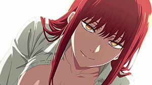 redhead makima bounces her pussy on that huge hairy monster cock