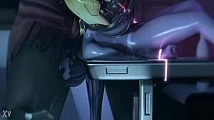 Overwatch widowmaker slams intense 3d deepthroat femdom bdsm