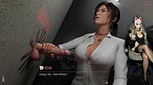 Lara Croft Gives Gloryhole Handjob in Campus Toilet to Monster Cock