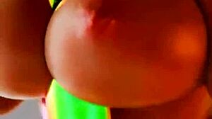 Bold Titfuck Dildo Squeezed Between Huge Tits