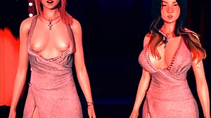 SEXY REDHEAD ANIME GIRL STRIPS AND DANCES BIG TITS!