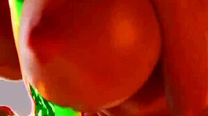 Bold Titfuck Dildo Squeezed Between Huge Tits