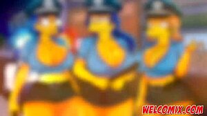 Three Guys Pound Busty Police Babes in Office Costumes